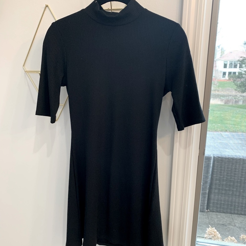 Reformation Dress - mini skirt, mock neck, black